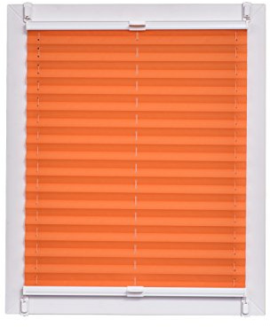 Sunlines Plissee Made in Germany, Tageslicht, Crepes Uni Klemmfix, Weisse Schiene, 80 x 220 Plissee, Stoff, Orange, 80 x 2.3 x 220 cm, 1 Einheiten