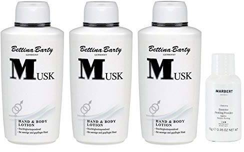 Bettina Barty Musk Hand & Body Lotion 3 x 500 ml + Marbert Enzyme Peeling Puder 10 g Gratis…