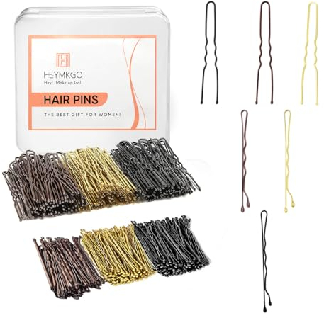 Haarnadeln Bobby Pins HEYMKGO 300Pcs Haarspangen Damen Hair Pin Bun Pins Metall Wellenform Haarklammern U-Haarklammern mit Aufbewahrungsbox Ideal für Alle Haartypen Mädchen