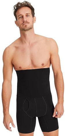 FINN Shapewear Bauchweg Boxershorts Herren ohne Nähte - Stark Formende Body-Shaper Kompressions-Shorts - Seamless Miederpants mit hoher Taille für Männer Schwarz L