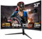 Gawfolk schermo PC da 32 pollici, 2K WQHD (2560×1440P), Monitor da gioco curvo a 165 Hz, 1ms, 100% sRGB, grandangolo 178°, HDMI、DisplayPort, Compatibile con VESA100*100MM montato a parete-Nero