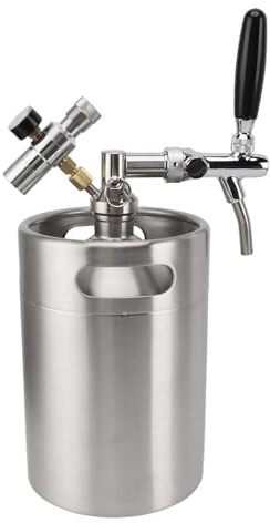 Mini Keg Growler, 5L trycksatt Growler i rostfritt stål, Home Dispenser System med 60PSI tryckregulator för hembryggt hantverk och fatöl