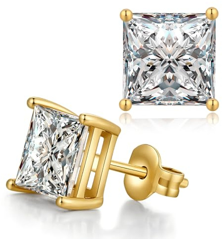 ZDaoBen Boucles d'oreilles à Tige Zirconium Argent Sterling 925 Imitation Diamant Hypoallergéniques Rondes Carrées Cartilage Bijoux de Piercing Cadeaux pour Femmes Hommes 4-8 mm