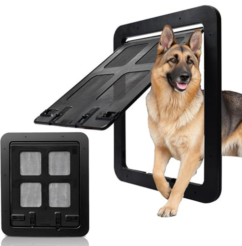 Puerta para Gatos en Mosquitera con Página Magnética, para Gatos y Perros Pequeños, Protección contra Insectos, Apagado Automático, Cerrable, Plástico, Negro