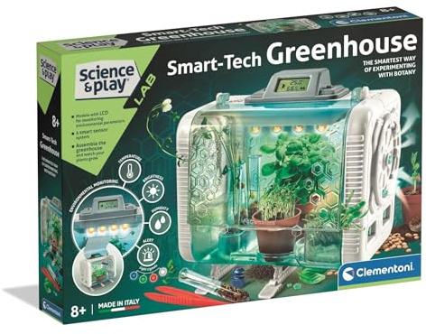 Clementoni Smart-Tech Greenhouse – Interactive STEM Plant Science Kit with Sensors, LCD Screen and Growth Modes for Kids 8+