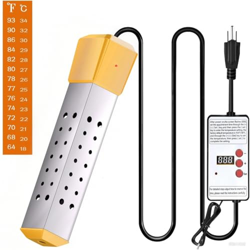 Aottop 2000W Immersion Water Heater - Constant Temperature Electric Submersible Model with Stainless Steel Guard Cover and Built-in Digital LCD Thermometer