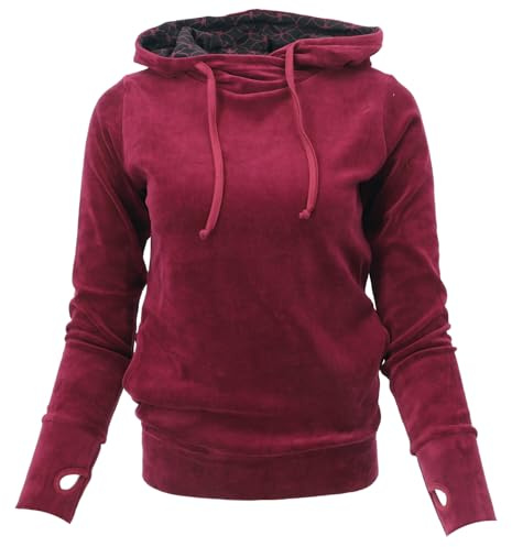 GURU SHOP Nicki-luvtröja, mjuk huvtröja, sammetströja, dam, syntetisk, Vinröd, 42
