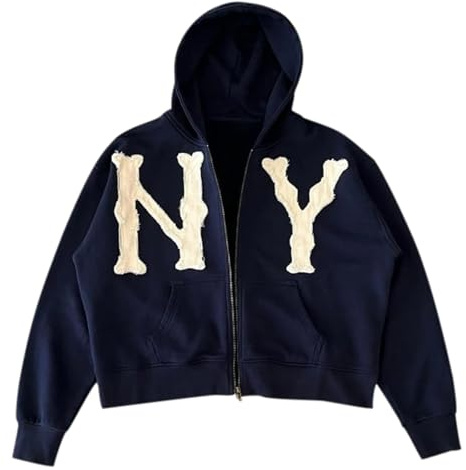 Mymyguoe Sudaderas de moda para hombre con capucha bordada, fina, transpirable, sudaderas Y2K Nueva York con capucha, ropa de calle, chaqueta deportiva