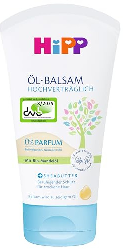 HiPP hochverträglich Öl-Balsam, mit Jojobaöl, Sheabutter und Bienenwachs für trockene Haut, parfumfrei & hypoallergen, bei Neigung zu Neurodermitis,150 ml