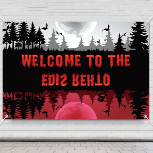 Sfondo Welcome To The Other Side, 100x150cm Decorazioni per Feste a Tema Stranger Things Sfondo Foresta Macabra Decorazioni per Feste di Halloween