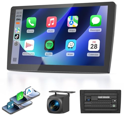 Haudio Autoradio 2 Din avec Apple Carplay et Android Auto, Autoradio 9 Pouces avec Caméra de Recul HD, GPS, Commande Vocale, Mirror Link, FM/AM/AUX pour Tous Les Véhicules 4+64 Go(CPU Amélioré)