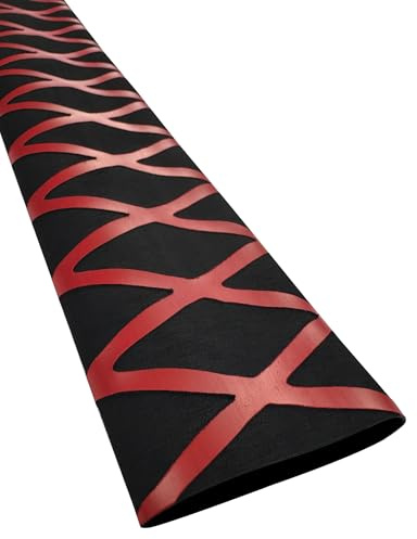 Accering 2-Tone X Pattern Heat Shrink Tubing, Non-Slip Fishing Rod Grip Wrap for Motorcycle & Billiard (φ25mm, L3.3ft, Black & Red)