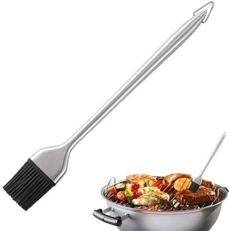 Pincel de Cocina - Utensilio de Cocina Extralargo Resistente al Calor para Untar | Pincel para Mantequilla con Mango de Acero Inoxidable y Cabezal Desmontable - para Hornear en Casa Parrilla Barbacoa