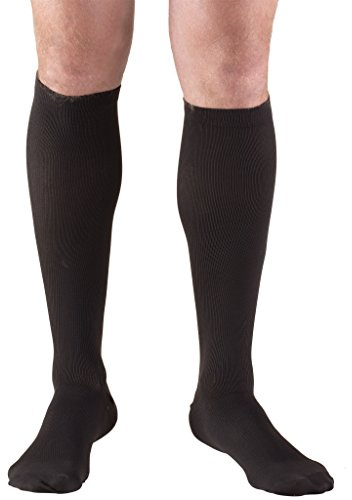 Truform Compression Socks, 15-20 mmHg, Men's Dress Socks, Knee High Over Calf Length, Black, Large