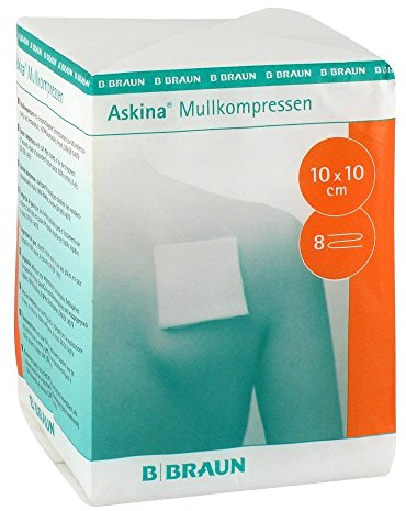 Askina Mullkompressen 10 cm x 10 cm I 8fach gelegt, unsteril I 100er Pack