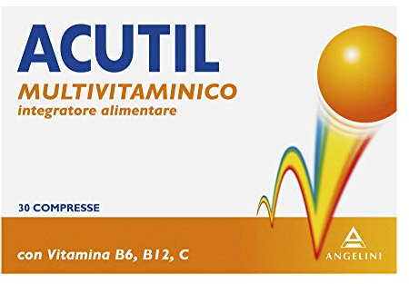 Acutil Multivitaminico, Integratore Alimentare con Minerali, Fosfoserina, Vitamina B12, B6 e Vitamina C, Riduce Stanchezza Mentale e Fisica, 30 Compresse