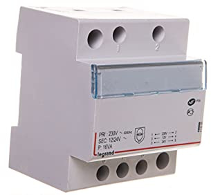 Transformateur de sécurité 230V vers 12V ou 24V - 16VA - 4 modules