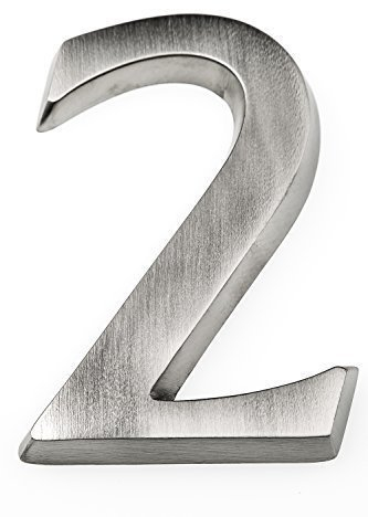 HUBER Hausnummer 2 aus Aluminium 10 cm I Hausnummern für Haus & Tür - Hausnummernschilder in edlem Aluminium 3D Design, House number, eloxiert