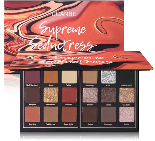 Pro 18 Colors Eyeshadow Palette Matte Shimmer Eye Shadow Palette Highly Pigmented Blendable Shadow Long Lasting Waterproof Makeup Cosmetics (01# Seductress)