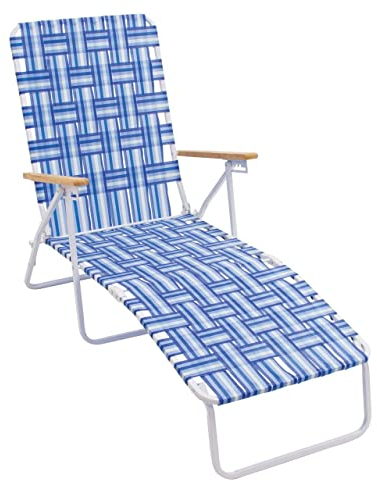 CAMP & GO Rasenstuhl, 4 Positionen, zusammenklappbar, für den Außenbereich, Blau/Weiß, undefiniert/Weiß