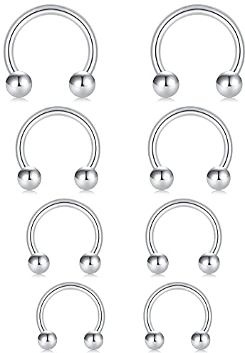 Crdifu 8er Hufeisen Piercing Nase Septum Helix Ring 1,2mm Edelstahl Nasenring Horseshoe Tragus Ohrring 6-12mm