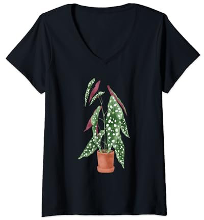 Womens Cute Polka Dot Begonia Maculata Gift Angel Wings Gifts V-Neck T-Shirt