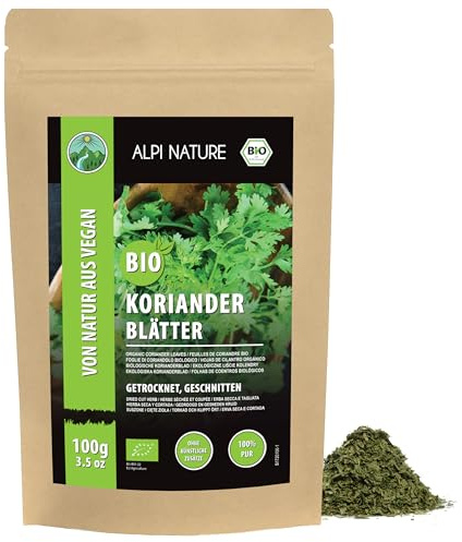 Alpi Nature Organic Coriander Leaves 100g 3.5 oz, Dried and Cut Coriander Leaves for Cooking