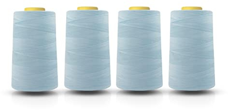 Realm Filo di poliestere per macchina da cucire overlock, 4.5000 m, bianco, nero, naturale, blu navy, rosso, grigio (celeste)