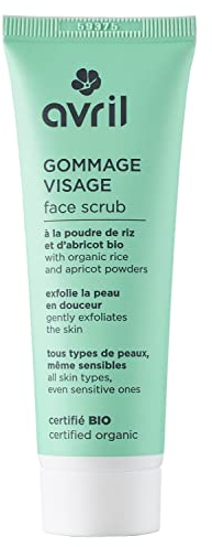 Gommage Visage Bio Avril 50ml - Exfoliant Doux pour Peaux Sensibles, Poudre de Riz, Noyau d'Abricot, Aloe Vera, Beurre de Karité, Vegan, Fabriqué en France