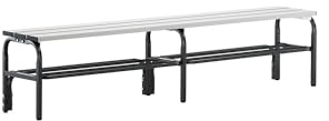 Sypro | Umkleidebank aus Edelstahl | HxT 450 x 350 mm | Länge 1500 mm | anthrazit | Schuhrost