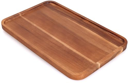 16 x 10 Rectangle Serving Trays Wooden Charcuterie Boards Rectangular Large Serving Platters for Cookie, Snack, Appetizer, Dessert, Party Food Dish Acacia Wood Kitchen Platter Tray Cheese Board