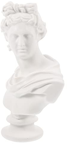 LIFKOME Griechische Skulptur Griechische Büstenstatue Weiße Menschliche Skulpturfigur Mythologie Gott Skulptur Griechische Statue David Büste Harz Haushalt Mann Antikes Rom