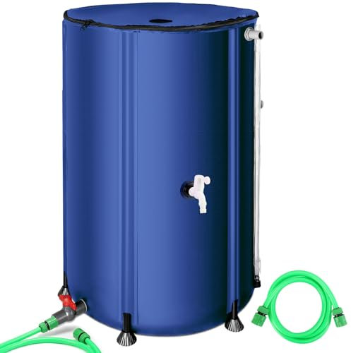 Sistema de recolección de agua de barril de lluvia de 100 galones, tanque de almacenamiento de agua portátil plegable, sistema de recogida de agua de lluvia, contenedor receptor de agua con filtro,