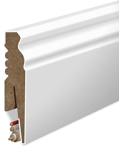 Plinthe en MDF lisse, 10 cm de hauteur, 1,6 cm d’épaisseur, 207 cm de longueur