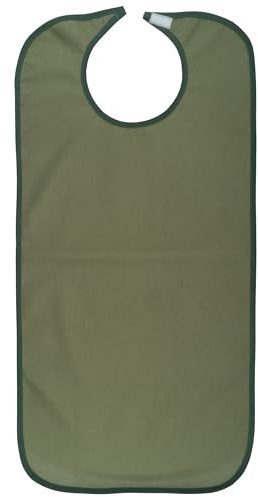 Sensalou Bavoir pour adulte - Tablier de cuisine - Pour personnes âgées, vert olive, taille unique
