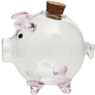Tirelire transparente en forme de cochon - Tirelire en verre transparent - Pour filles et garçons - 7 x 6,5 x 1,2 cm