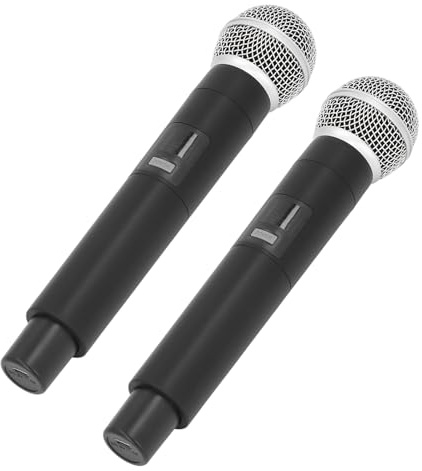 Tbest Système de Microphone, 2 Microphones à Main, Ensemble de Micros de karaoké Professionnel, Ensemble de Microphones Rechargeables avec Récepteur, adapté au karaoké, aux Langues