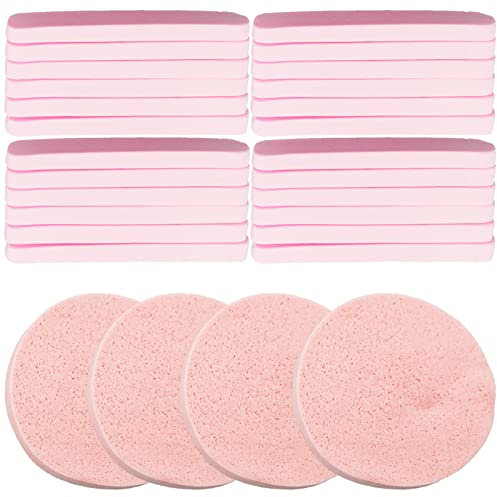 Lot de 60 éponges compressées pour le visage - Rose - Éponge de nettoyage douce - Pour le nettoyage du visage, l'exfoliation, le massage spa