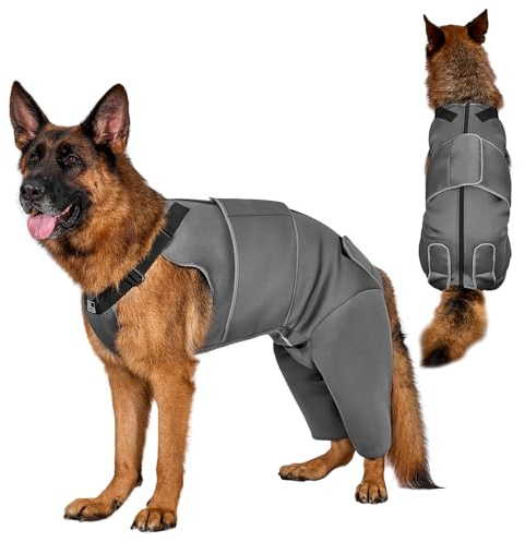 OneTigris Hundebody Nach OP, Hundebody Nach Kastration Rüde mit Verstellbaren Riemen, Weich Leckschutz Hunde für Rüde Oder Hündin, Body Hund für Kleine/Mittlere/Große Hund (XXL)