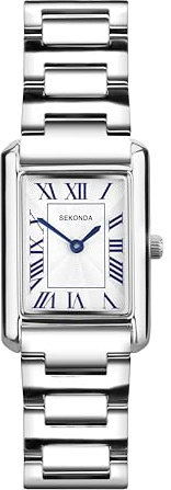 Sekonda Klassische Damenuhr Colette, 22 mm, mit Armband und weißem Zifferblatt, Weiß / Silberfarben, Armband