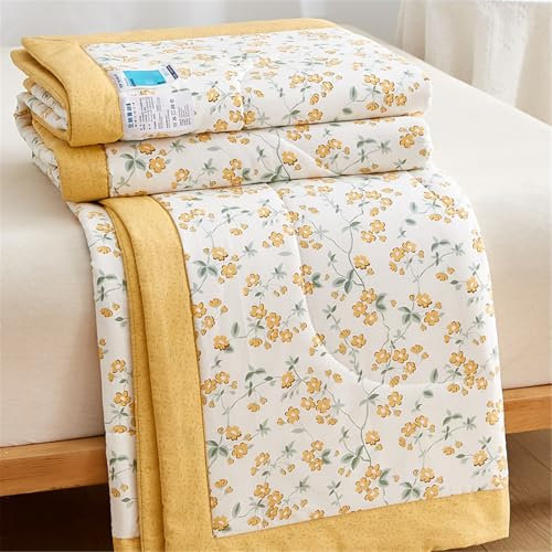 Odot Quilted Bedspreads Single Double King Size, Reversible Summer Quilted Throw Blanket for Sofa Bed, Soft Lightweight Cotton Bed Coverlet Throw (Yellow,200x230cm)