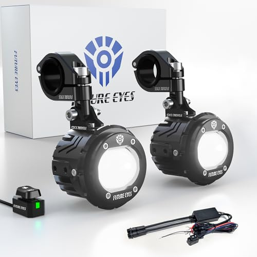 Future Eyes Motorrad LED Nebelscheinwerfer, 60W Zusatzscheinwerfer mit 360° Schwenkfunktion, Fern-/Abblendlicht, Wasserdichte Fahrlichter für Nachtfahrten, ATV, UTV und Motorrad-Scheinwerfer