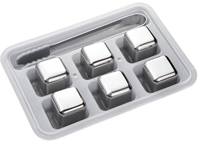 Qfdiwr - Juego de 4/6/8 piedras de whisky, cubitos de hielo reutilizables, tecnología de alta refrigeración, cubitos de hielo de acero inoxidable, regalos de cumpleaños únicos, gadgets geniales para
