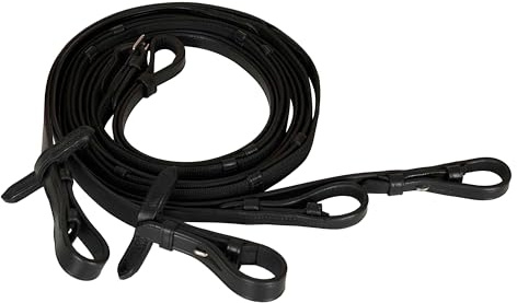 Imperial Riding Kandarenzügel, Anti-Slip-Grip, Lederzügel mit rutschfestem Grip, Schwarz
