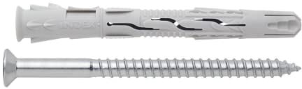 INDEX Fixing Systems T-NUX A - Pack de 50 tacos universales de alto rendimiento, cabeza avellanada (recubrimiento cincado, nailon, 10 x 80 mm, diámetro de 10 mm)