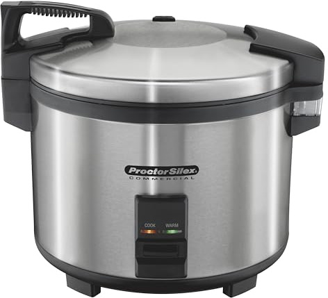 Proctor Silex Commercial 37560R Rice Cooker/Warmer, 60 Cups Cooked Rice Capacity, Nonstick Inner Pot, Hinged Lid, Stainless Steel Housing, Conforms to NSF