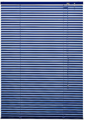 Alu Jalousie viele Größen und Farben Aluminium Lamellen Rollo Faltrollo Jalousette Wandmontage Deckenmontage Tür Fenster Sonnenschutz Sichtschutz Blendschutz Hitzeschutz (100 x 160 cm, Orientblau)