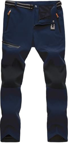 TACVASEN Men's Walking Trousers Breathable Work Cargo Trousers Navy 34