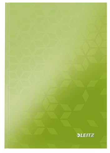 Leitz WOW Notizbuch A5 kariert, Hardcover, 160 Seiten, 80 Blatt FSC-zertifiziertes Papier 80 g/m², Hochwertiger laminierter Einband, Fadenheftung, Für Büro, Schule oder als Tagebuch, Grün, 46281054
