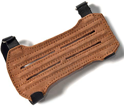 UNIVERSE ARCHERY Leather Arm Guards | Bow Arm Protector 2 Strap Archery Guard | High-Grade Adjustable Leather Armguard | Hunting Accessories & Archery Sports 19X10CM (Brown)